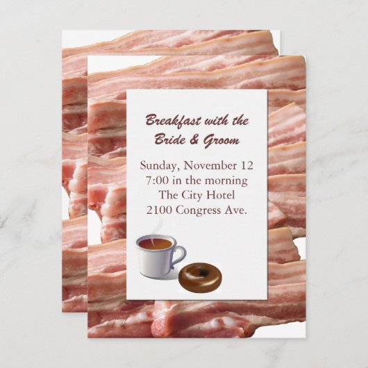 Fun Bacon Wedding Breakfast Uitnodiging (Voorkant / Achterkant)