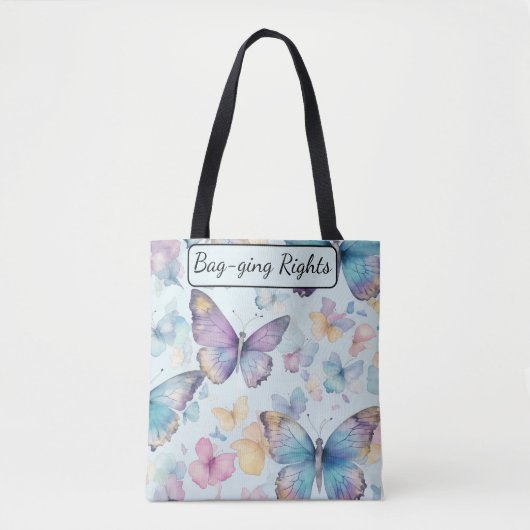 Fun Bag-ging Butterfly, Waterverf, Pastel Kleuren Tote Bag (Voorkant)
