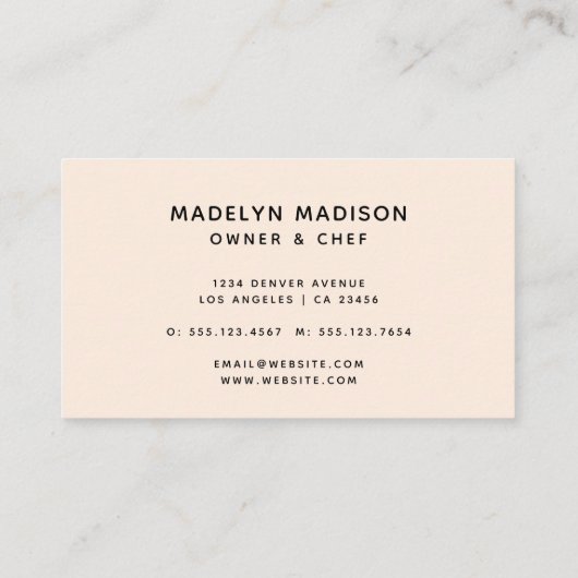 Fun Baking & Cooking Black & Beige Visitekaartje (Achterkant)