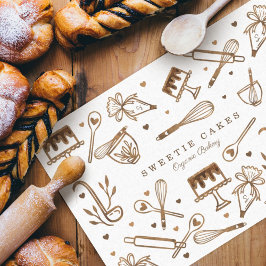 Fun Baking Cooking Utensils Woodgrain Cake Bakery Tissuepapier