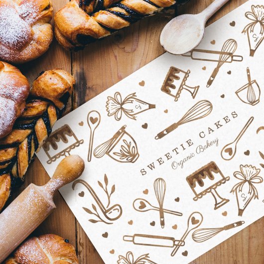 Fun Baking Cooking Utensils Woodgrain Cake Bakery Tissuepapier