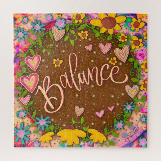 Fun Balance Hearts Bloemen Schattigee Inspirivity Legpuzzel (Verticaal)