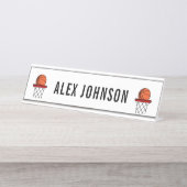 Fun Ball & Basket Basketbal Speler Coach Aangepast Bureau Naambordje (Voorkant)