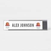 Fun Ball & Basket Basketbal Speler Coach Aangepast Bureau Naambordje (Voorkant)