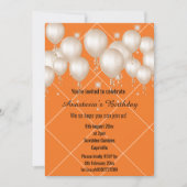 FUN BALLOON BRIGHT ORANJE BIRTHDAY GRID INVITATION KAART (Voorkant)