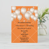 FUN BALLOON BRIGHT ORANJE BIRTHDAY GRID INVITATION KAART (Staand voorkant)