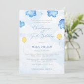 Fun Balloons Christening First Birthday Party Kaart (Staand voorkant)