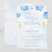 Fun Balloons Christening First Birthday Party Kaart (Voorkant / Achterkant)