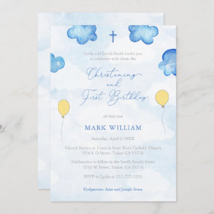 Fun Balloons Christening First Birthday Party Kaart