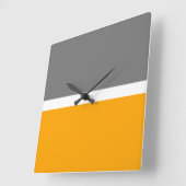 Fun Banded Grijs Helder Gouden Geel Kleur Blok Vierkante Klok (Hoek)
