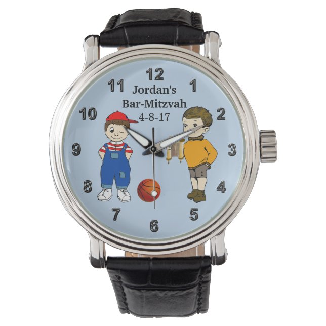 Fun Bar-Mitzvah Cadeaus voor Jongens met Jouw teks Horloge (Voorkant)