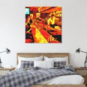 Fun Bar Scene | Bartender en klanten Canvas Afdruk (Insitu (Slaapkamer))