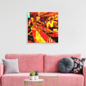 Fun Bar Scene | Bartender en klanten Canvas Afdruk (Insitu (Woonkamer))
