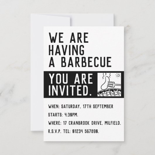 Fun Barbecue Uitnodiging (Achterkant)