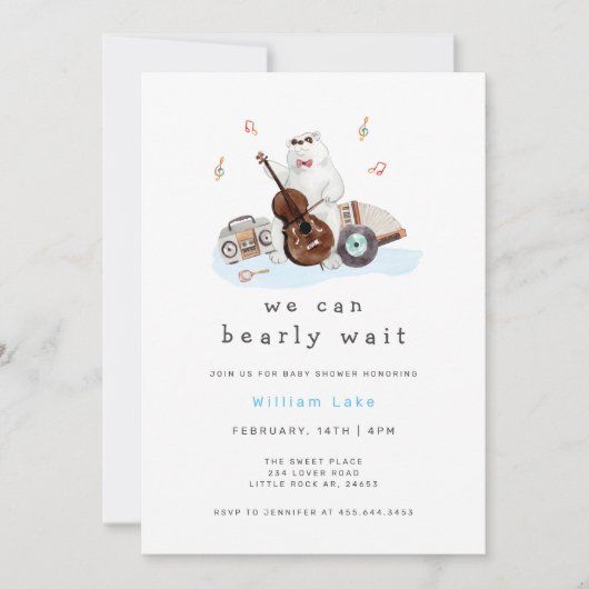 Fun Barly Wait Musicus Polar Beer Baby shower Kaart (Voorkant)