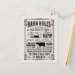 Fun Barn rules add message guest Briefkaart