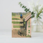 FUN BARNYARD BOERDERIJ PARTY PEACOCK & HOG INVITAT KAART (Staand voorkant)