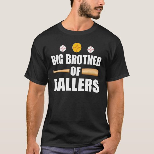 Fun Baseball and Softball Player Big Brother of Ba T-shirt (Voorkant)
