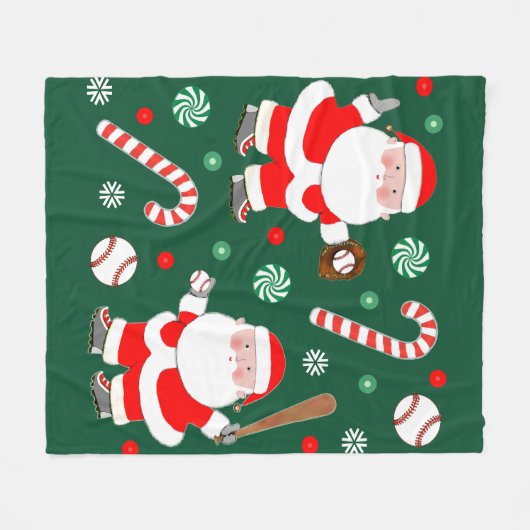 Fun Baseball-kerstdecor Fleece Deken (Voorkant (Horizontaal))