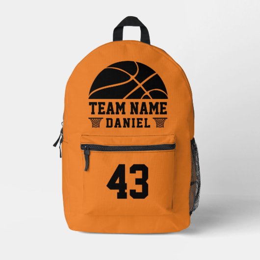 Fun Basketbal Bal Custom Speler Naam Team Bedrukte Rugzak (Voorkant)