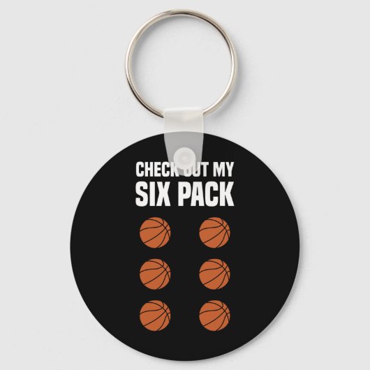 Fun Basketbal Six Pack Basketbalspeler Sleutelhanger (Voorkant)