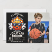 Fun Basketball Birthday boy with photo Kaart (Voorkant)