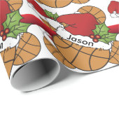Fun Basketball Kerstmis | DIY-naam Cadeaupapier (Rol Hoek)