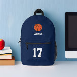 Fun Basketball Thema Gepersonaliseerd Bedrukte Rugzak<br><div class="desc">Fun Basketball Met een Gepersonaliseerd Kinder ontwerp.</div>