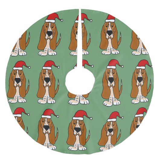 Fun Basset Hound in Santa Hat kerstboomrok Kerstboom Rok (Voorkant)