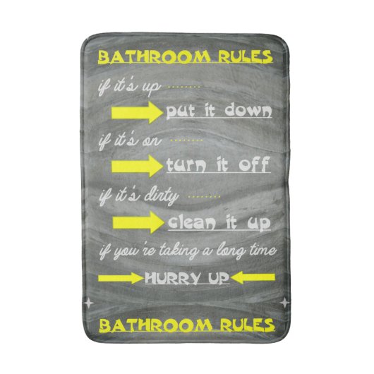 Fun Bathroom Rules Badmat (Voorkant Verticaal)