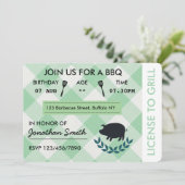 Fun BBQ Barbecue Birthday Party Invitation Kaart (Staand voorkant)