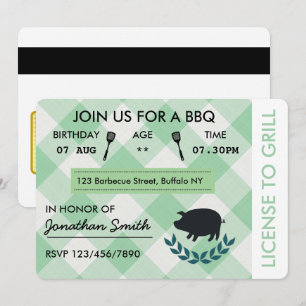 Fun BBQ Barbecue Birthday Party Invitation Kaart