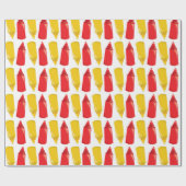 Fun BBQ Ketchup Mustard party wrapping paper Cadeaupapier (Vlak)