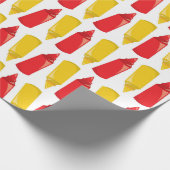 Fun BBQ Ketchup Mustard party wrapping paper Cadeaupapier (Hoek)