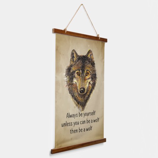 Fun Be a Wolf Quote houdt van Wolven Wilddieren Hangend Wandkleed (Gebogen)