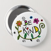 Fun Be Kind Floral Ronde Button 4,0 Cm (Voorkant /achterkant)