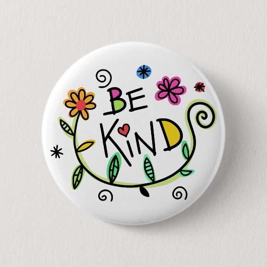Fun Be Kind Floral Ronde Button 5,7 Cm (Voorkant)