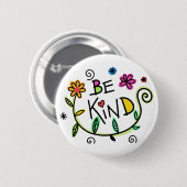Fun Be Kind Floral Ronde Button 5,7 Cm (Voorkant /achterkant)