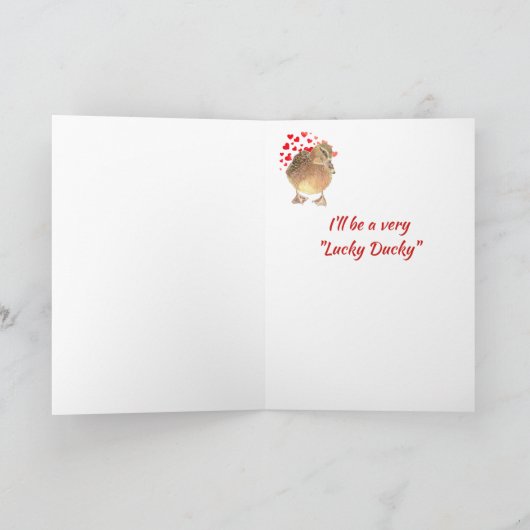 Fun be My Valentijn Lucky Ducky Cute Duck Card Feestdagen Kaart (Binnen)