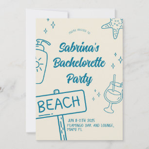 Fun Beach Bachelorette Weekend Uitnodiging