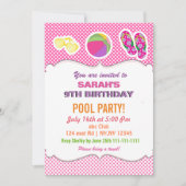 Fun Beach Ball flipflop meiden Pool Party Invites Kaart (Voorkant)