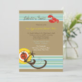 Fun Beach Holiday Summer Lobster Bake Party Invite Kaart (Staand voorkant)