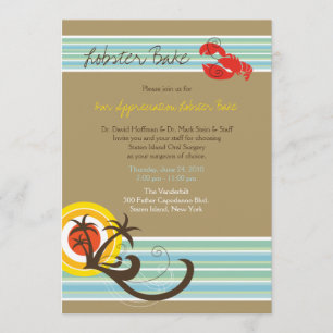 Fun Beach Holiday Summer Lobster Bake Party Invite Kaart