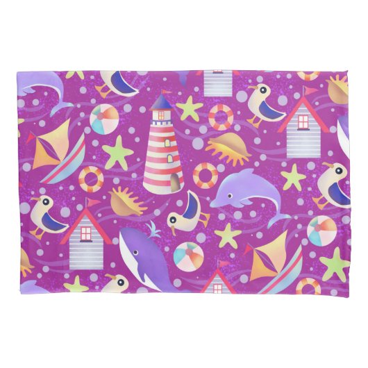 Fun Beach Magenta Kussensloop (Voorkant)