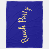 Fun BEACH PARTY Tekst Deep Royal Ocean Blue Fleece Deken (Voorkant)
