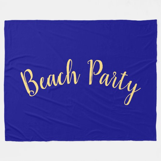Fun BEACH PARTY Tekst Deep Royal Ocean Blue Fleece Deken (Voorkant (Horizontaal))