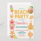 Fun Beach Party Verjaardag Uitnodiging & Decor (Voorkant / Achterkant)