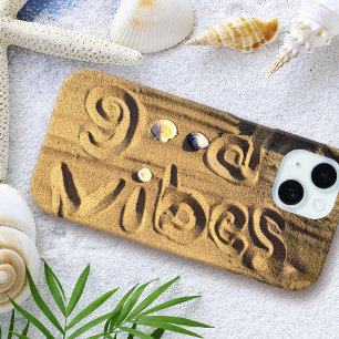 Fun Beach Sand Seashells Good Vibes Quote Foto iPhone 15 Case