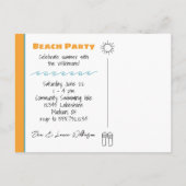 Fun Beach Scene Illustratie Party Uitnodiging Briefkaart (Achterkant)