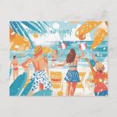 Fun Beach Scene Illustratie Party Uitnodiging Briefkaart (Voorkant)